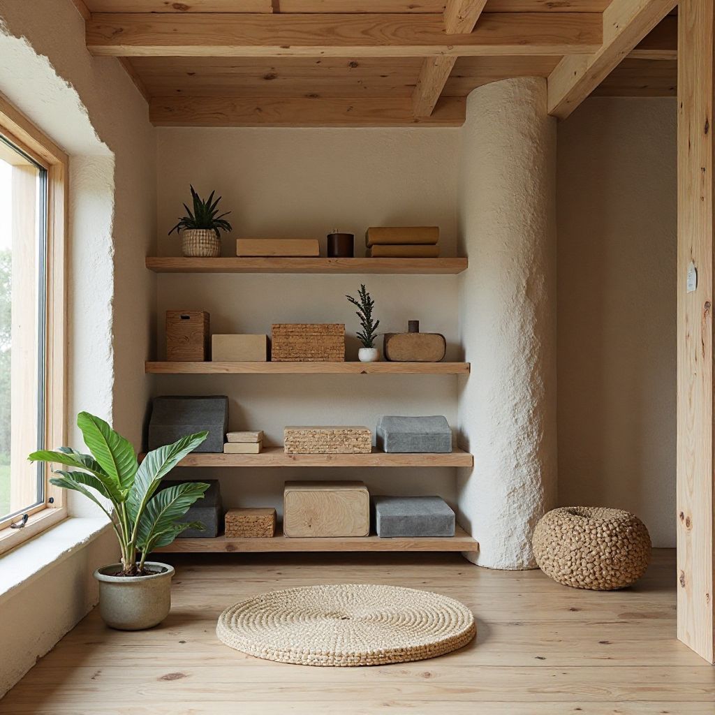 yoga props room organized equipment mats blocks peaceful storage