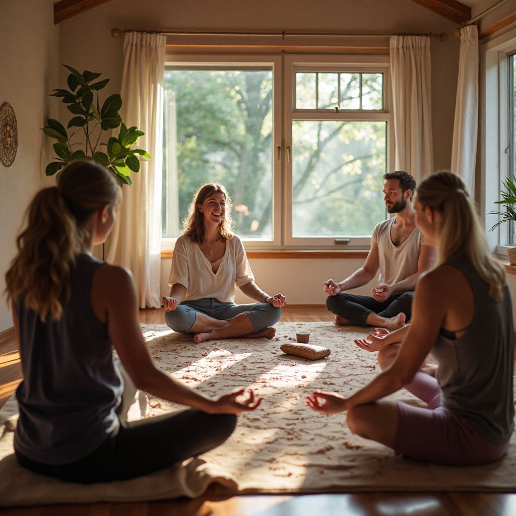 wellness workshop group learning meditation sound healing peaceful community