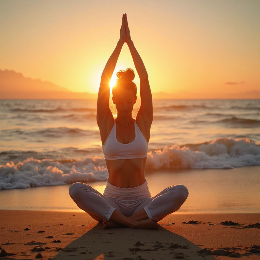 Morning beach yoga