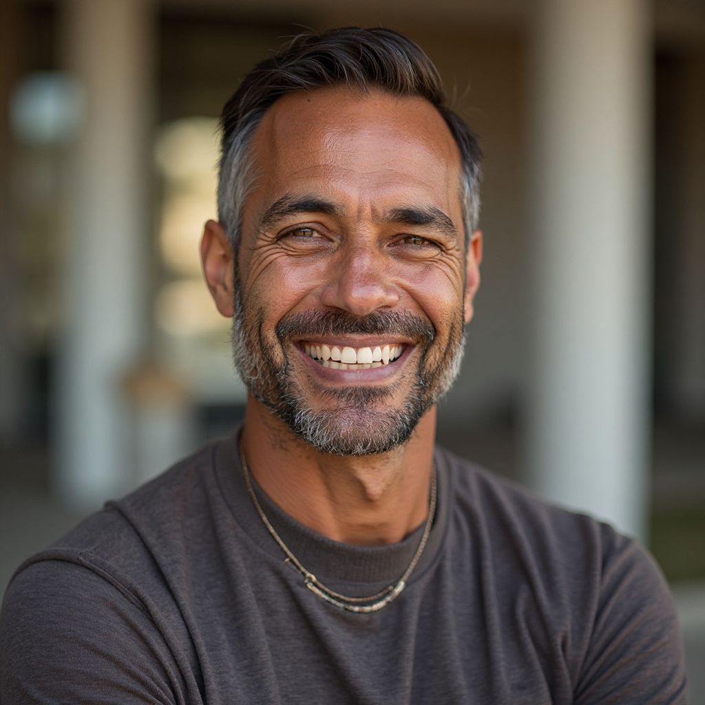 Marcus Rodriguez yoga instructor warm smile experienced professional headshot