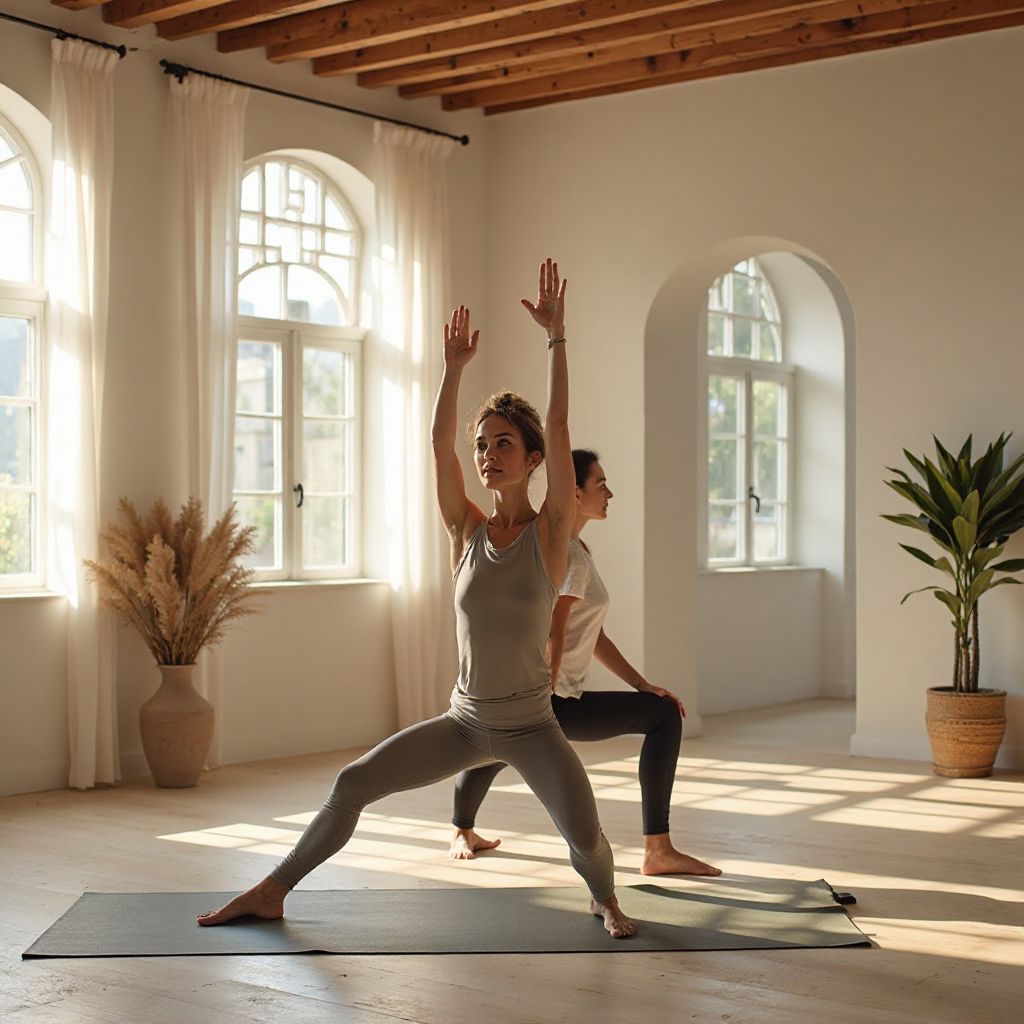 Yoga instructor in coastal studio