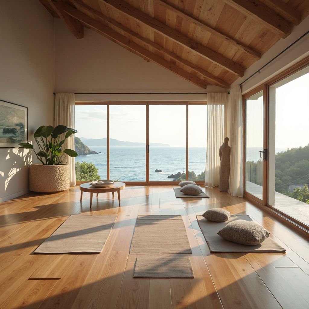 Studio interior with ocean view